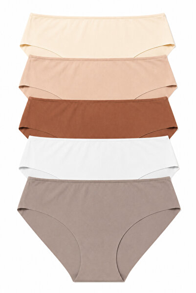 Nicoletta Women's Panties Laser Cut No Marking 5 Pack Polyester Cinnamon
