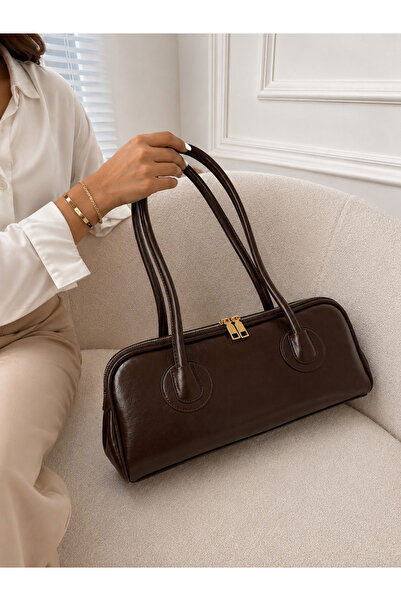 Yeeys Mody Light Brown Long Handle Baguette Hand and Shoulder Women's Bag