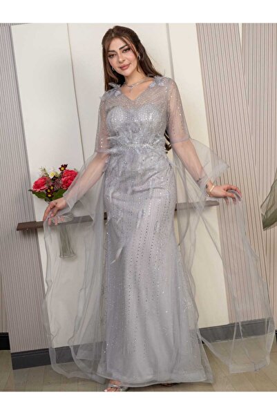 Mesk dresses Maliki Feathered Evening Dress