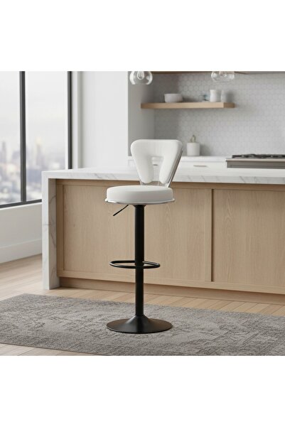 Al Hadaya Mall Elegant Design White Counter Chair - White - 35X35X118 cm
