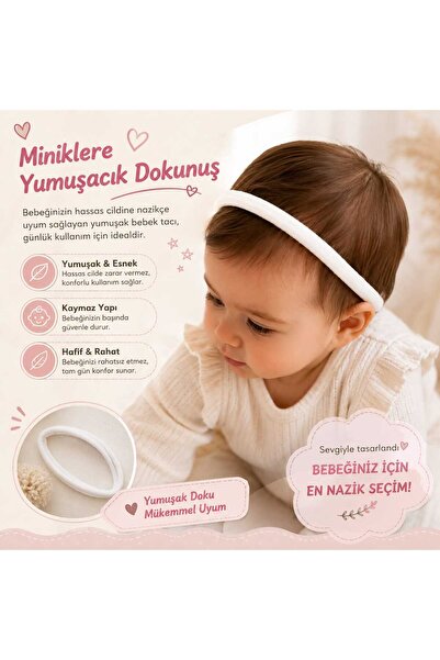 Esnek Yumuşak Bebek Saç Bandı Kaymaz Bebek Tacı Hassas Cilt Uyumlu Rahat Saç Aksesuarı