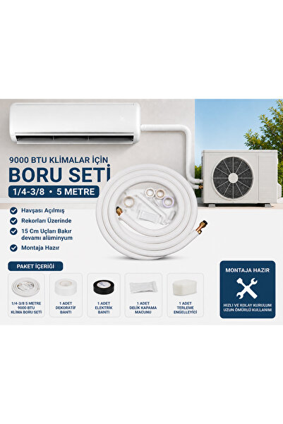 212 Isıtma ve Soğutma 9000 BTU Klimalar için 5 Metre Klima Borusu Montaj Seti...