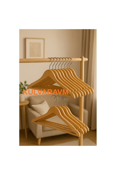Empressco Set of 10 Wooden Polished Clothes Hangers, Smooth and Natural Look