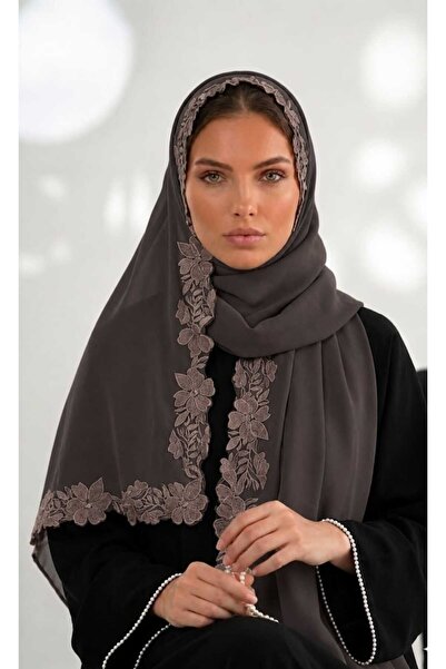 Veil Designer Pualnatez Rose Embroidery Pattern on Three Sides of the Pattern...