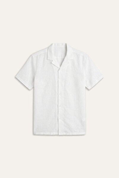 DeFacto Regular Fit Lapel Collar Linen Blend Short Sleeve Shirt H5181Ax26Au