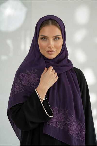 Veil Designer Vintage Boual Mouf Two-Layered Embroidery with Gourami Flowers ...