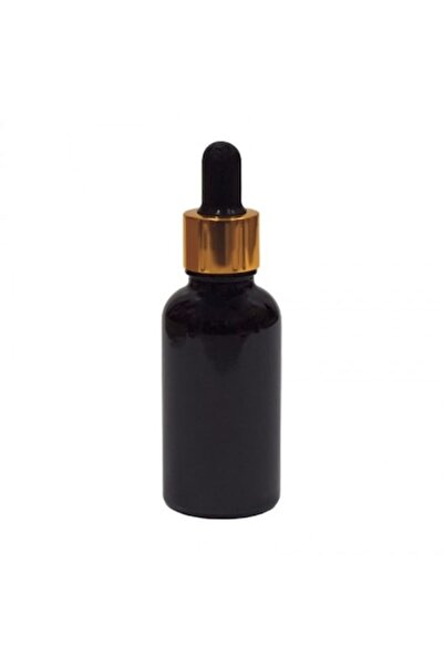 OEM Flacon negru cu pipetă, capac auriu pentru pipetă/gumă neagră, 30ml