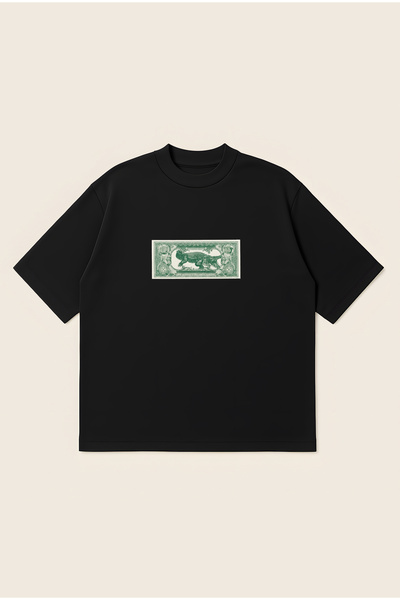 Moon Dancer OW Money Printed Oversize Boxy Cut Unisex 100% Cotton Printed Tsh...