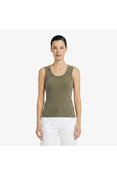 Nautica Kadın Yeşil Slim Fit Kolsuz T-Shirt