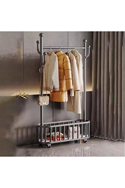NKX Modern Black Metal Coat Rack Stand 100cm – Durable Freestanding Clothes &...