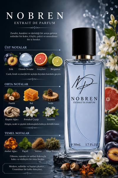 NOBREN P12 One Million Lucky Erkek Parfüm 50 ml EDP Kalıcı Tatlı Odunsu Erkek...