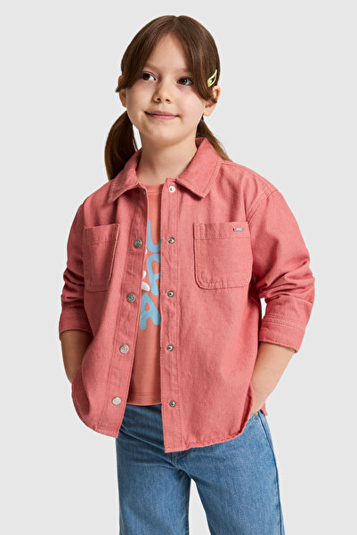 U.S. Polo Assn. Kız Çocuk Pembe Jean Gömlek 50321526-VR041