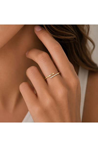 nerora Sırattaş Pentagonal Modern Ring Gold Adjustable