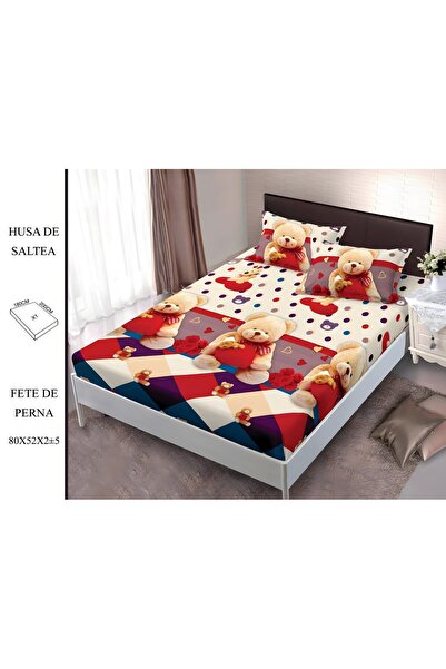 naniland.ro Husă de Pat Finet 2 Persoane 3 Piese cu Elastic 180x200 cm, Model...