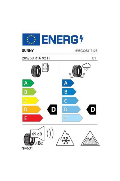 Sunny Anvelopa Iarna 205/60 R16 Nw631 92 H