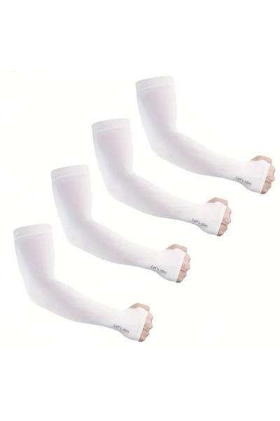 Choice3 4 Pairs White 4 Pairs Summer Ice Silk Sun Protection Ice Sleeve Unise...