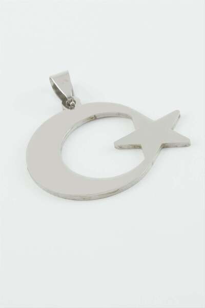 Generic Brand Bi̇reycel Moon Star Steel Pendant 2.5 cm - (144630) Silver Color