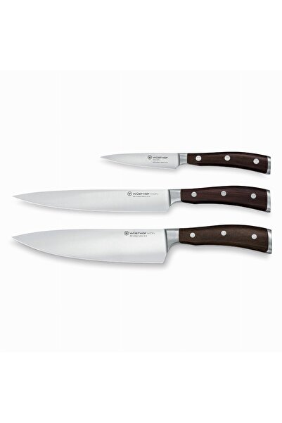 WÜSTHOF Set cutite Wusthof Ikon, 3 piese, negru