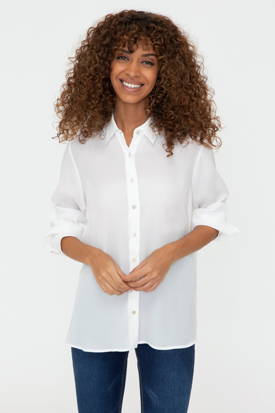 U.S. Polo Assn. Women's Cream Long Sleeve Tunic Shirt 50228411-Vr071