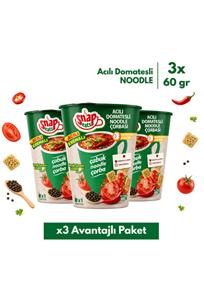 snap eats SNAPEATS BARDAKTA ACILI DOMATESLİ NOODLE ÇORBASI 60G >x3