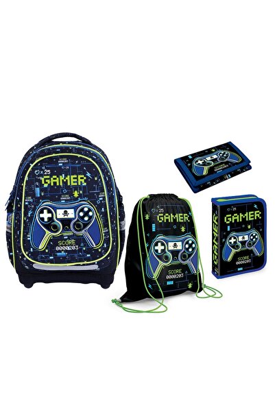 S COOL Set școlar: Rucsac, Penar echipat, Geantă sport, Portofel, GAMER - S-COOL