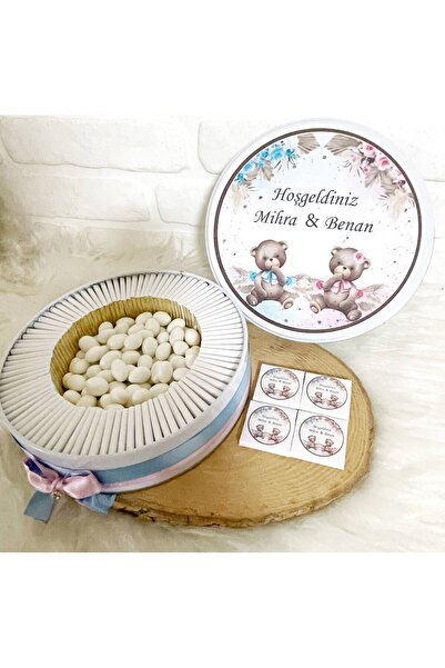 Sweet Story 100 Adet+200 Gr Drajeli Ayıcıklı İkiz Bebekler Temalı İsme Özel H...
