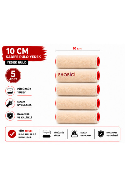 ehobici Kadife Rulo 5 li Yedek 10cm (Moher)