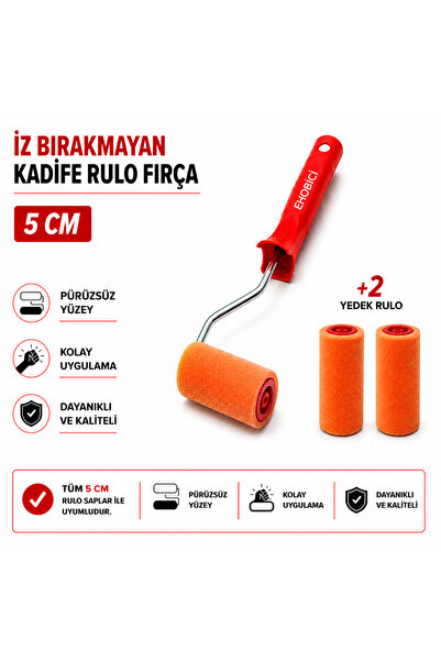 ehobici İz Bırakmayan Kadife Rulo Fırça 5cm +2 Yedekli