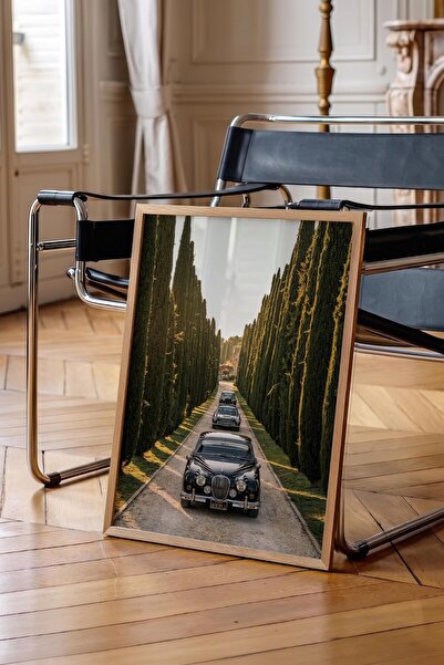 Postifull Classic Car and Trees Poster, Wooden Framed Poster, Old Money Serie...