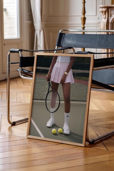 Postifull Poster cu rachetă și mingi de tenis, poster cu ramă din lemn, seria...