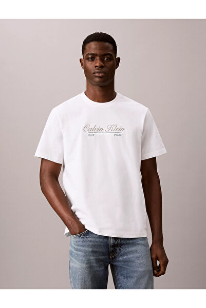 Calvin Klein Erkek Normal Kalıp Logo Desenli Yuvarlak Yaka Pamuklu Kısa Kollu...