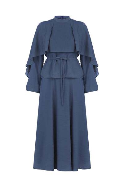 praye Cape and Skirt Set Navy Blue