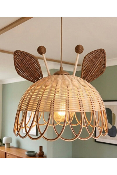 Niobehome Zürafa Model Kahverengi Rattan Avize