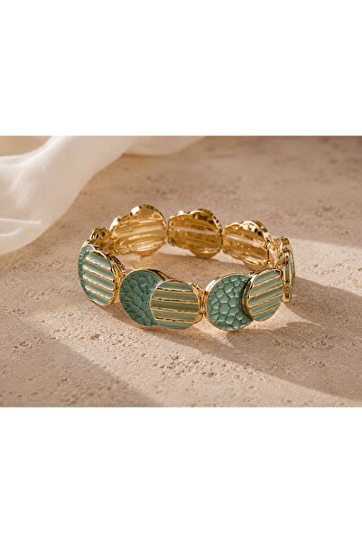 Kutcha Accessories Mint Yeşili Alltın Kaplama Ayarlanabilir Esnek Kelepçe Bil...