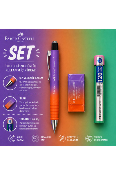 DANACI KIRTASİYE Faber-Castell Polymatic Flow Edition Versatil Kalem 0,7 Mor-...
