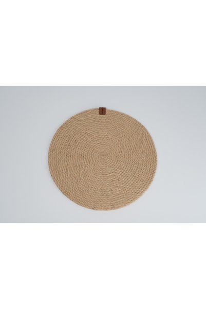 Fabrix Home 6-Piece Jute Supla American Service Set Jute Color Bohemian Tableware Presentation Plate Coaster 32 cm