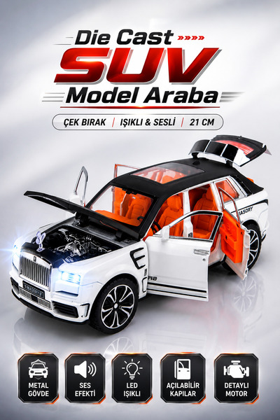 YILDIRIM OYUNCAK Metal Model Araba Rolls-Royce Cullinan Mansory 21cm – 1:24 K...