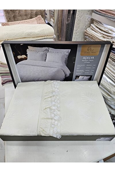 KÜBRAHOME'S Firfirli Cotton Double Bedding Set Ecru