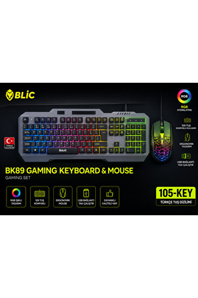 Blic BLİC-IŞIKLI OYUNCU KILAVYESİ VE MOUSE