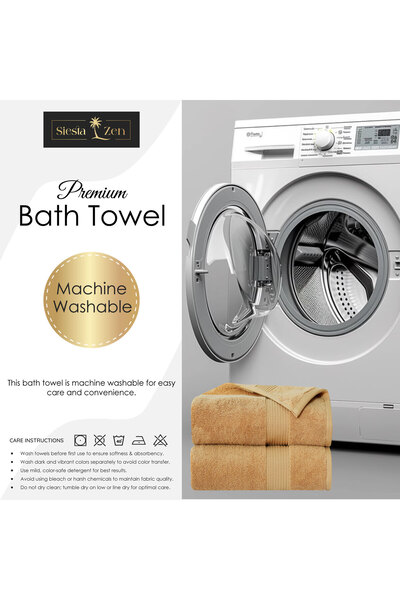 Siesta Zen Premium 100% Egyptian Cotton Bath Towel 70x140cm, Super Soft & Absorbent Towels, 600 GSM, Luxury Spa Hotel Quality, Quick Dry, Fade Resistant (Pack of 2)