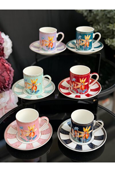 Ulus Home Acar Bruna 6-Person Porcelain Coffee Cup Set