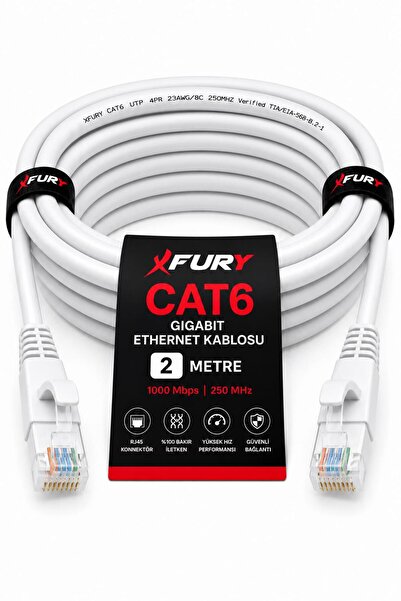 FURY Cat6 Ethernet Cable 2 Meters Rj45 Lan Internet Modem Router Computer Cable