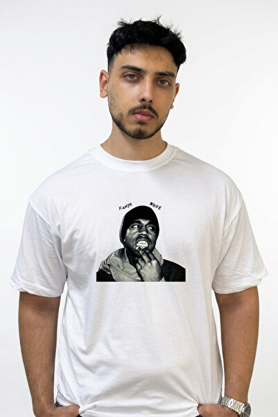Anetos Kanye West_83 Design Printed Oversize White T-Shirt