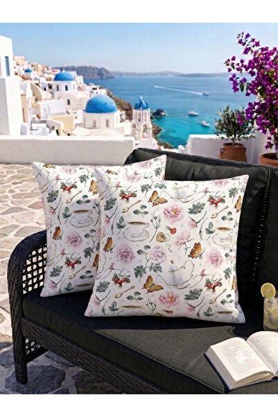 shopshop ss Комплект от 2 декоративни калъфки за възглавници с ботанически мо...