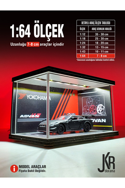 Advan Diecast Led Işıklı Akrilik Korumalı Stand/Diorama 1:64 ÖLÇEK