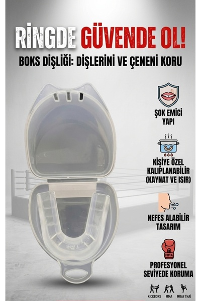 Yukon Şeffaf Kutulu Dişlik Taekwondo Tekvando Kickboks Boks Gumshield