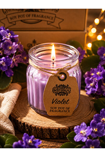 Ancient Wisdom s.r.o. Lumânare parfumată din ceară de soia –Violete în recipi...