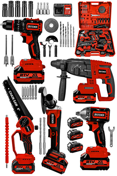 STEİNER 21V Darbeli Kömürsüz 5'li Set Kırıcı Delici Hilti - Somun Sıkma Sökme...