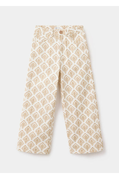 MANGO Kids Çiçek desenli wideleg jean pantolon
