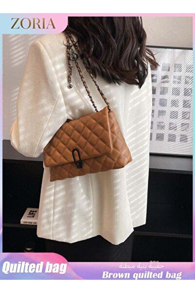 Generic ZORIA Women's Quilted Crossbody Bag, PU Leather Adjustable Chain Shou...